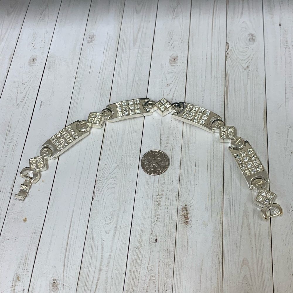 Silver Crystal Panel Bracelet‎